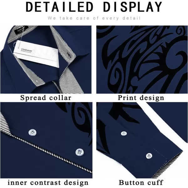 COOFANDY Men's Print Button Down Dress Shirt Fashion Long Sleeve Casual Shirts