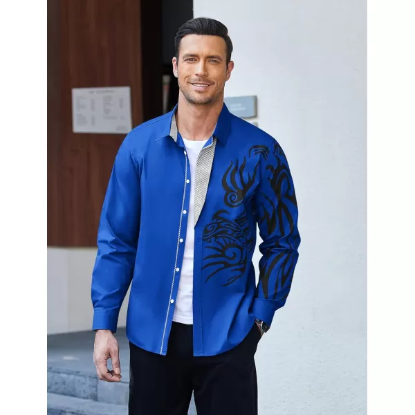 COOFANDY Men's Print Button Down Dress Shirt Fashion Long Sleeve Casual Shirts
