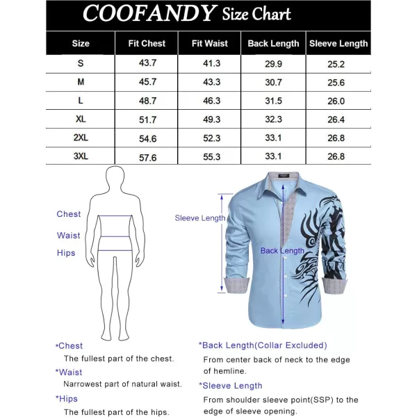 COOFANDY Men's Print Button Down Dress Shirt Fashion Long Sleeve Casual Shirts