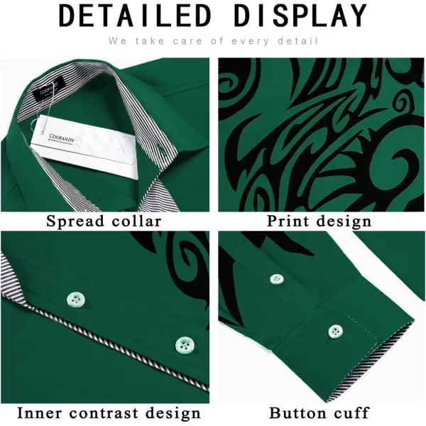 COOFANDY Men's Print Button Down Dress Shirt Fashion Long Sleeve Casual Shirts