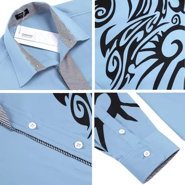 COOFANDY Men's Print Button Down Dress Shirt Fashion Long Sleeve Casual Shirts