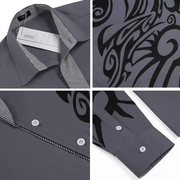 COOFANDY Men's Print Button Down Dress Shirt Fashion Long Sleeve Casual Shirts