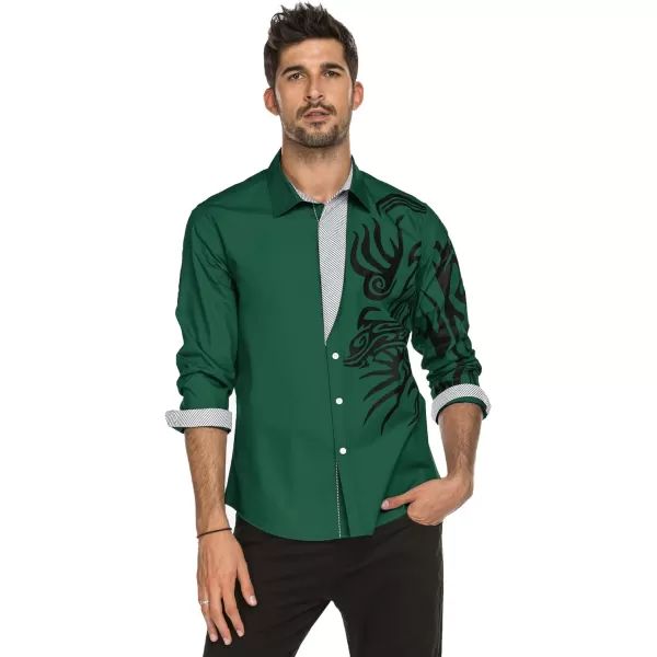 COOFANDY Men's Print Button Down Dress Shirt Fashion Long Sleeve Casual Shirts