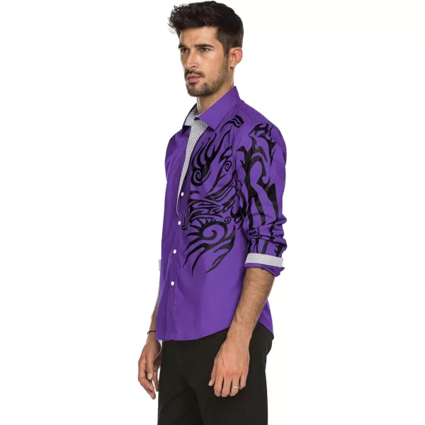 COOFANDY Men's Print Button Down Dress Shirt Fashion Long Sleeve Casual Shirts