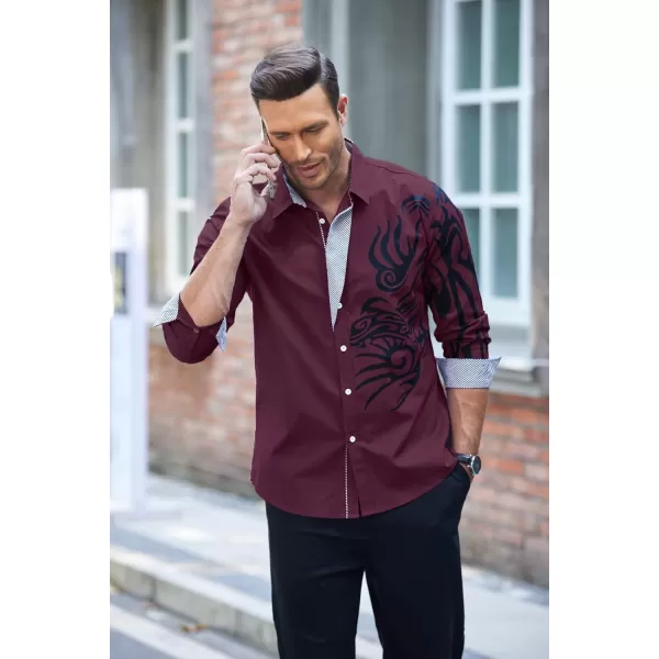 COOFANDY Men's Print Button Down Dress Shirt Fashion Long Sleeve Casual Shirts