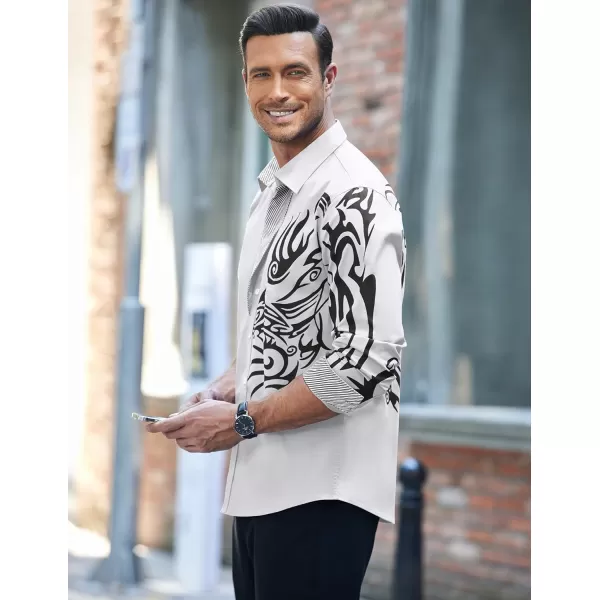COOFANDY Men's Print Button Down Dress Shirt Fashion Long Sleeve Casual Shirts