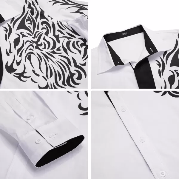 COOFANDY Men's Print Button Down Dress Shirt Fashion Long Sleeve Casual Shirts)