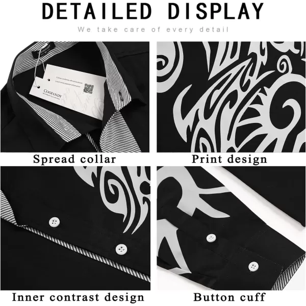 COOFANDY Men's Print Button Down Dress Shirt Fashion Long Sleeve Casual Shirts