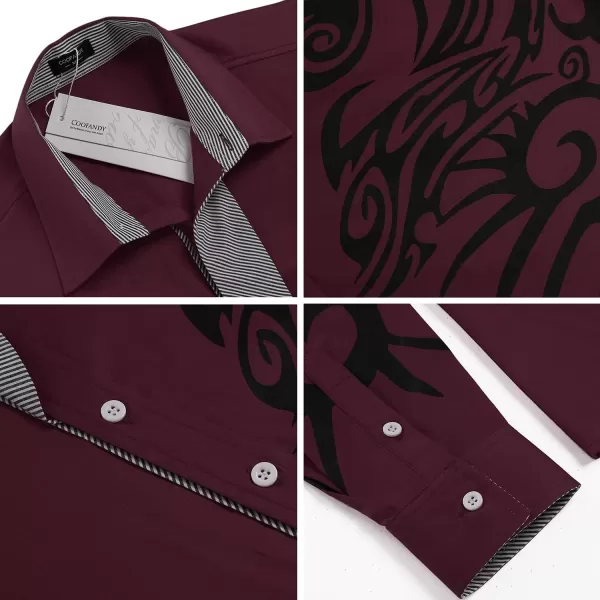 COOFANDY Men's Print Button Down Dress Shirt Fashion Long Sleeve Casual Shirts