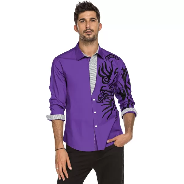 COOFANDY Men's Print Button Down Dress Shirt Fashion Long Sleeve Casual Shirts