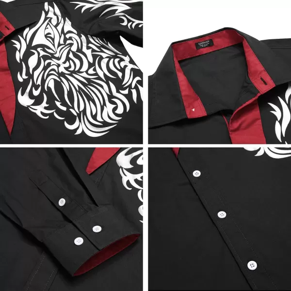 COOFANDY Men's Print Button Down Dress Shirt Fashion Long Sleeve Casual Shirts)