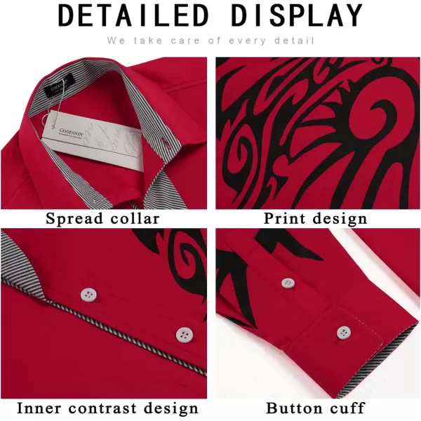 COOFANDY Men's Print Button Down Dress Shirt Fashion Long Sleeve Casual Shirts