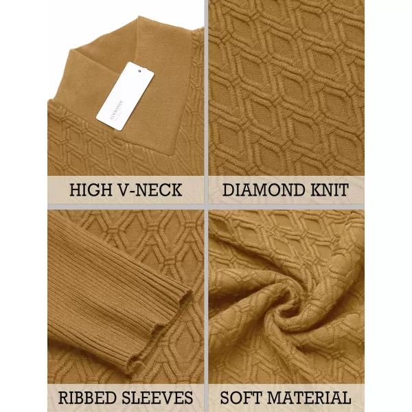 COOFANDY Mens Pullover Sweaters Fashion Diamond Knit Sweater Stylish Knitwear Lightweight Jumper