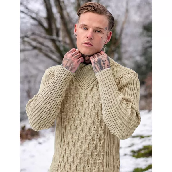 COOFANDY Mens Pullover Sweaters Fashion Diamond Knit Sweater Stylish Knitwear Lightweight Jumper