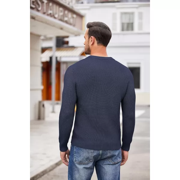 COOFANDY Men's Quarter Zip Polo Sweater Knit Pullover Long Sleeve Casual Dress Slim Fit Shirt