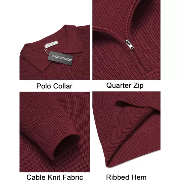 COOFANDY Men's Quarter Zip Polo Sweater Knit Pullover Long Sleeve Casual Dress Slim Fit Shirt
