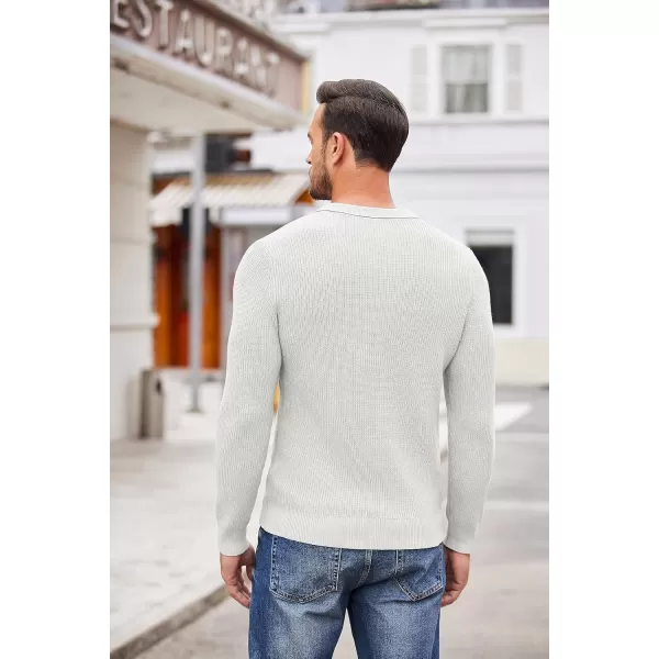 COOFANDY Men's Quarter Zip Polo Sweater Knit Pullover Long Sleeve Casual Dress Slim Fit Shirt