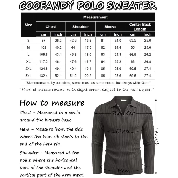COOFANDY Men's Quarter Zip Polo Sweater Knit Pullover Long Sleeve Casual Dress Slim Fit Shirt