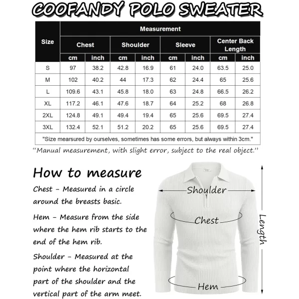 COOFANDY Men's Quarter Zip Polo Sweater Knit Pullover Long Sleeve Casual Dress Slim Fit Shirt
