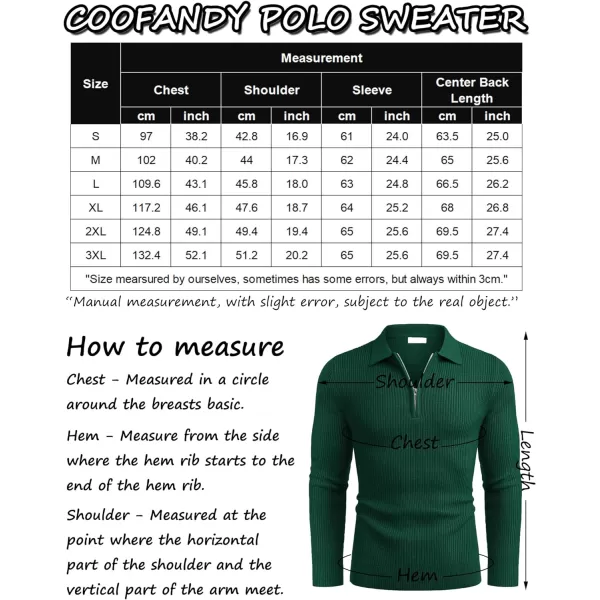 COOFANDY Men's Quarter Zip Polo Sweater Knit Pullover Long Sleeve Casual Dress Slim Fit Shirt