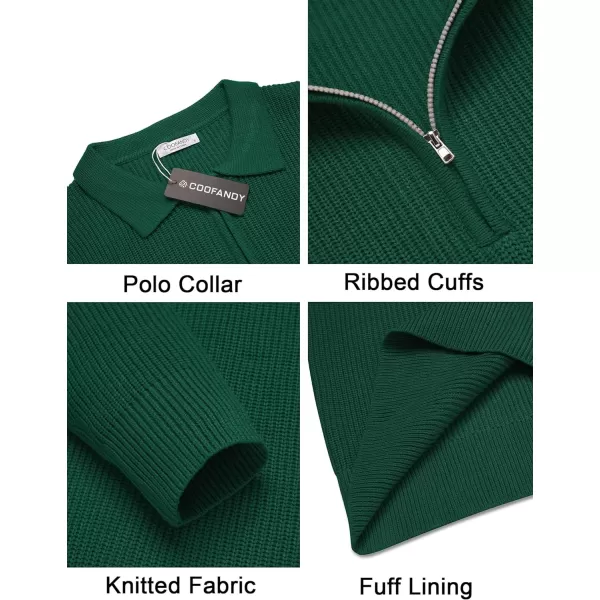 COOFANDY Men's Quarter Zip Polo Sweater Knit Pullover Long Sleeve Casual Dress Slim Fit Shirt