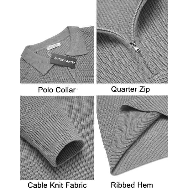 COOFANDY Men's Quarter Zip Polo Sweater Knit Pullover Long Sleeve Casual Dress Slim Fit Shirt