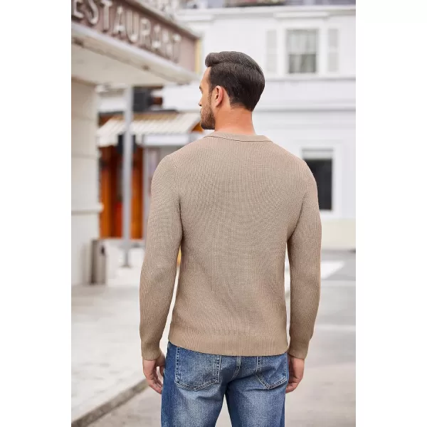 COOFANDY Men's Quarter Zip Polo Sweater Knit Pullover Long Sleeve Casual Dress Slim Fit Shirt