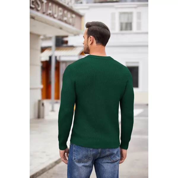 COOFANDY Men's Quarter Zip Polo Sweater Knit Pullover Long Sleeve Casual Dress Slim Fit Shirt
