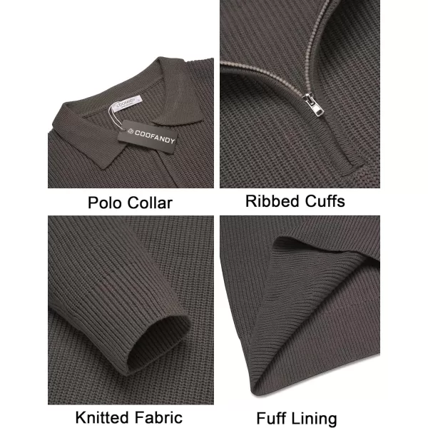 COOFANDY Men's Quarter Zip Polo Sweater Knit Pullover Long Sleeve Casual Dress Slim Fit Shirt