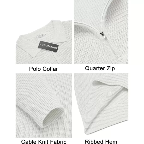 COOFANDY Men's Quarter Zip Polo Sweater Knit Pullover Long Sleeve Casual Dress Slim Fit Shirt