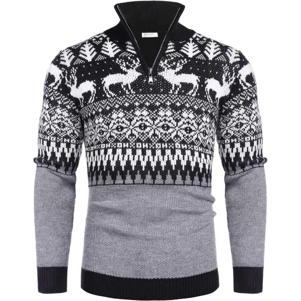 COOFANDY Men's Quarter Zip Pullover Sweater Casual Zip Up Polo Sweater Knit