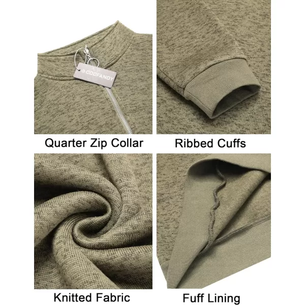 COOFANDY Men's Quarter Zip Pullover Sweatshirt Knitted Casual Slim Fit Thermal Sweater