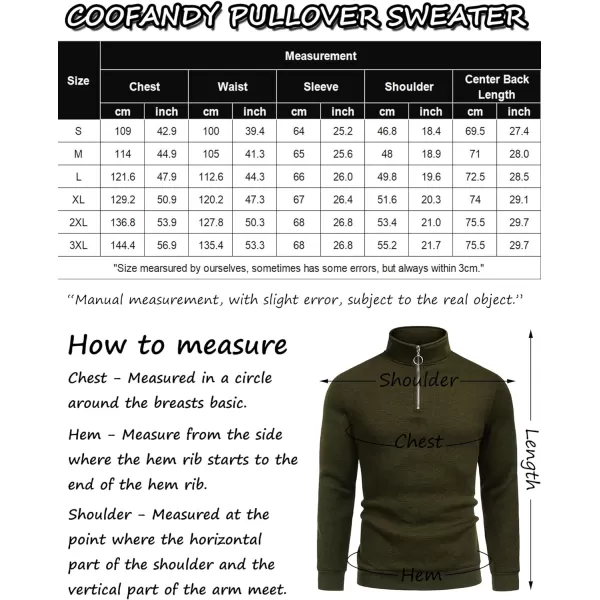 COOFANDY Men's Quarter Zip Pullover Sweatshirt Knitted Casual Slim Fit Thermal Sweater