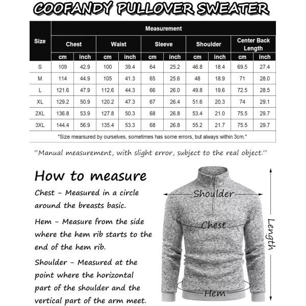 COOFANDY Men's Quarter Zip Pullover Sweatshirt Knitted Casual Slim Fit Thermal Sweater