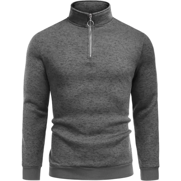 COOFANDY Men's Quarter Zip Pullover Sweatshirt Knitted Casual Slim Fit Thermal Sweater
