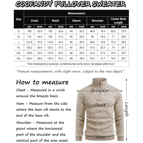COOFANDY Men's Quarter Zip Pullover Sweatshirt Knitted Casual Slim Fit Thermal Sweater