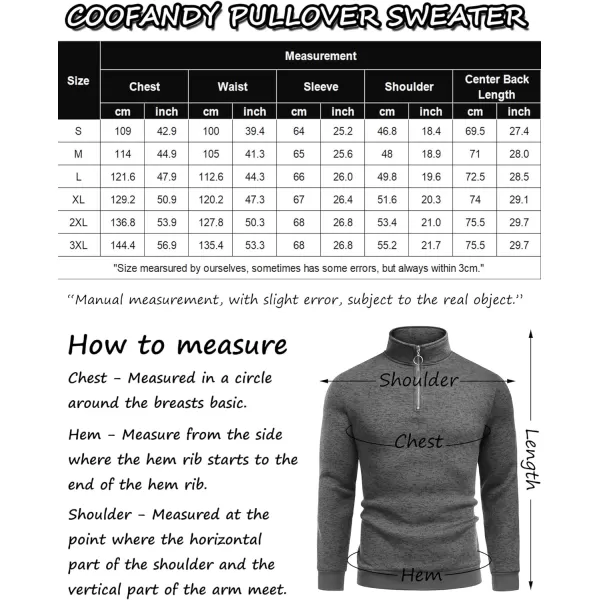 COOFANDY Men's Quarter Zip Pullover Sweatshirt Knitted Casual Slim Fit Thermal Sweater