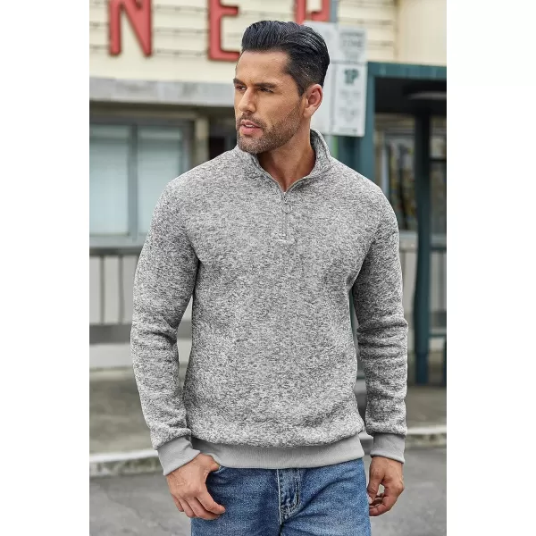 COOFANDY Men's Quarter Zip Pullover Sweatshirt Knitted Casual Slim Fit Thermal Sweater