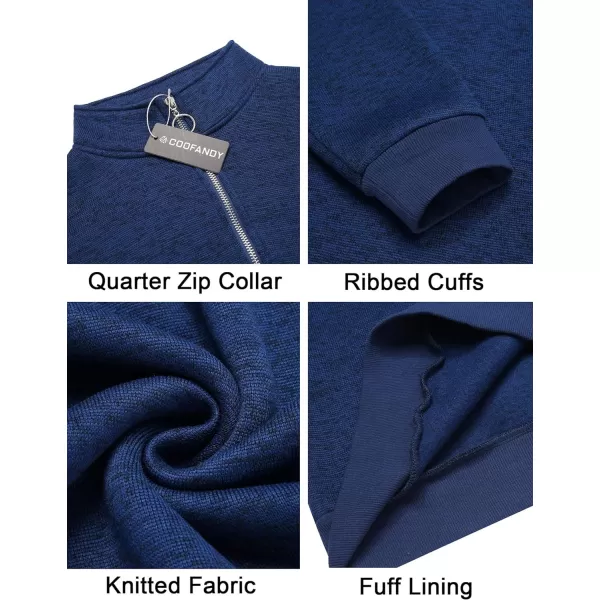 COOFANDY Men's Quarter Zip Pullover Sweatshirt Knitted Casual Slim Fit Thermal Sweater