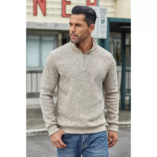 COOFANDY Men's Quarter Zip Pullover Sweatshirt Knitted Casual Slim Fit Thermal Sweater