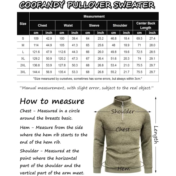 COOFANDY Men's Quarter Zip Pullover Sweatshirt Knitted Casual Slim Fit Thermal Sweater