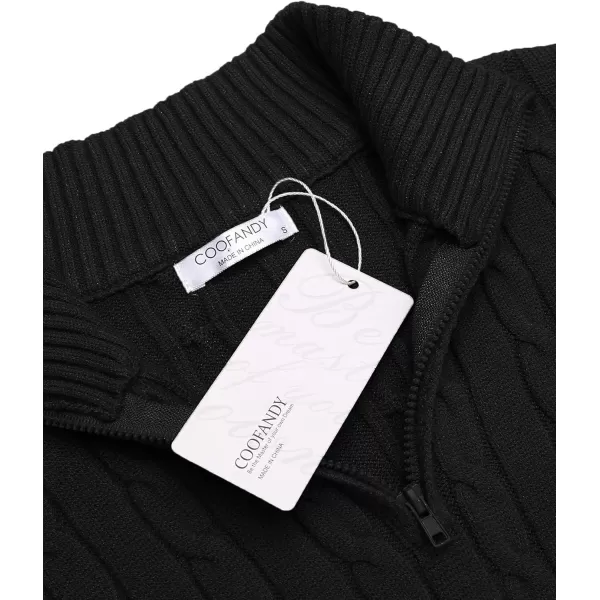 COOFANDY Men's Quarter Zip Sweater Slim Fit Casual Knitted Turtleneck Pullover Mock Neck Polo Sweater)