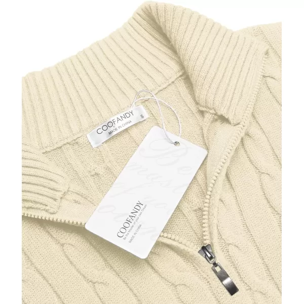 COOFANDY Men's Quarter Zip Sweater Slim Fit Casual Knitted Turtleneck Pullover Mock Neck Polo Sweater