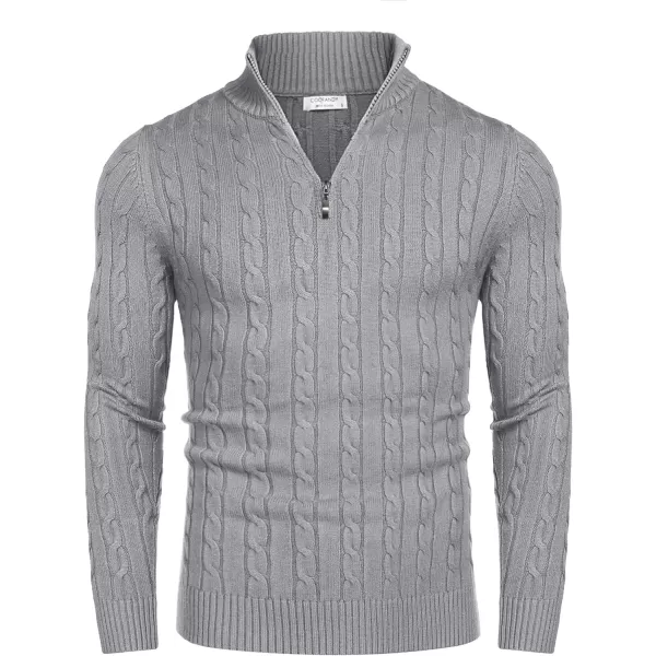 COOFANDY Men's Quarter Zip Sweater Slim Fit Casual Knitted Turtleneck Pullover Mock Neck Polo Sweater)