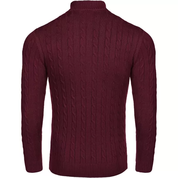 COOFANDY Men's Quarter Zip Sweater Slim Fit Casual Knitted Turtleneck Pullover Mock Neck Polo Sweater)