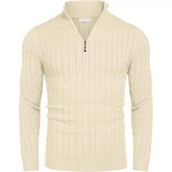 COOFANDY Men's Quarter Zip Sweater Slim Fit Casual Knitted Turtleneck Pullover Mock Neck Polo Sweater