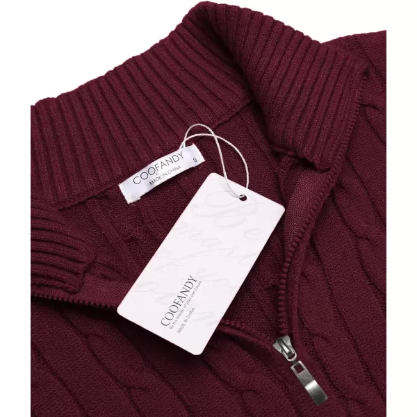 COOFANDY Men's Quarter Zip Sweater Slim Fit Casual Knitted Turtleneck Pullover Mock Neck Polo Sweater)