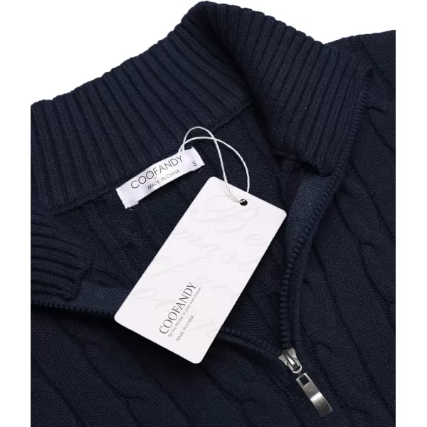 COOFANDY Men's Quarter Zip Sweater Slim Fit Casual Knitted Turtleneck Pullover Mock Neck Polo Sweater)