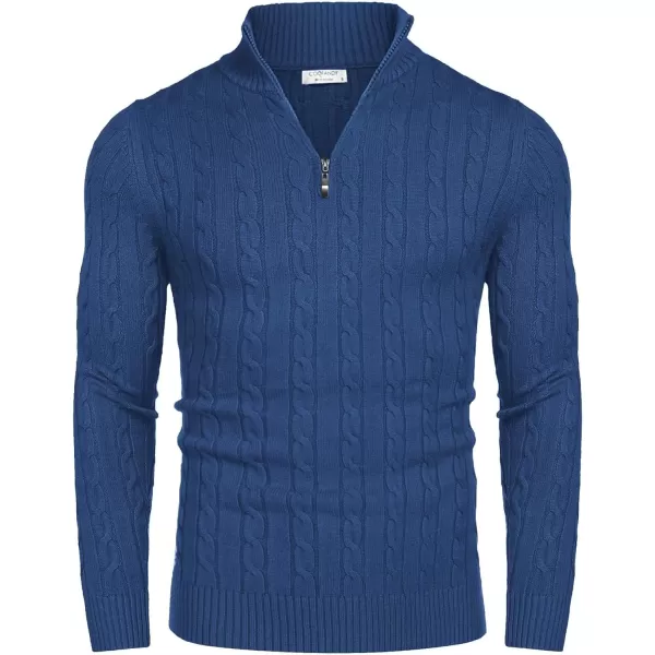 COOFANDY Men's Quarter Zip Sweater Slim Fit Casual Knitted Turtleneck Pullover Mock Neck Polo Sweater