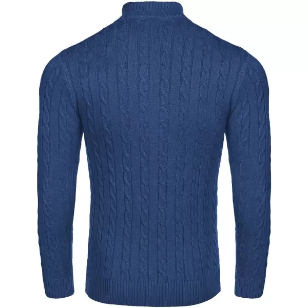 COOFANDY Men's Quarter Zip Sweater Slim Fit Casual Knitted Turtleneck Pullover Mock Neck Polo Sweater